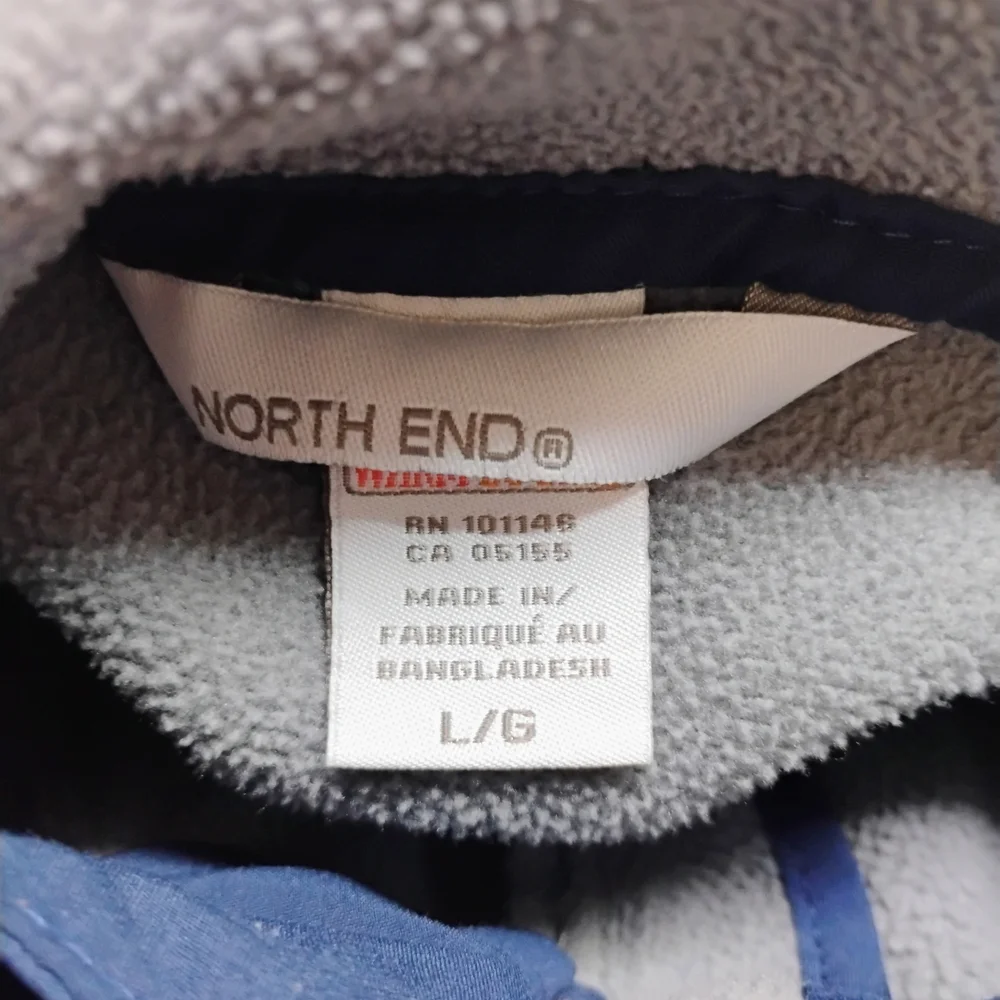 North End Mens Large Navy Blue Hooded Softshell Jacket Fleece Lined Media Pocket